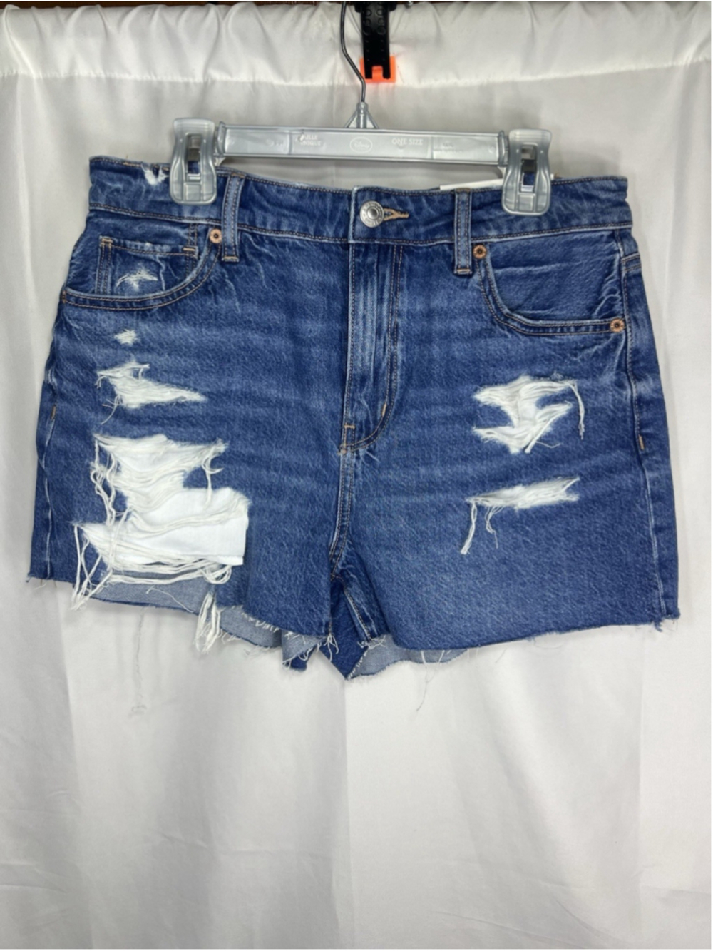 American Eagle Women’s Mom Denim Shorts Size 4 High Rise Medium Wash Distressed